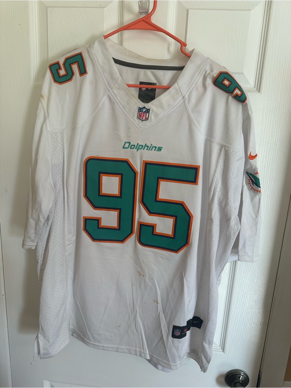 NFL Miami Dolphins White #95 Player Jersey